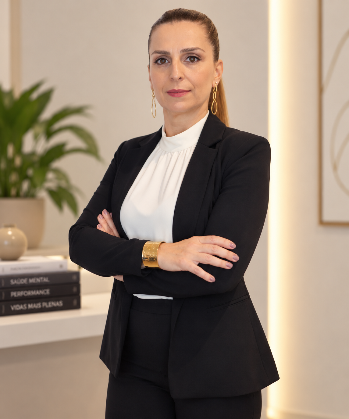 Daniela Herrero de braços cruzados, retrato profissional